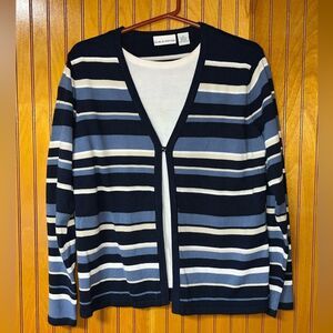 CROFT & BARROW striped cardigan with attached shell size medium